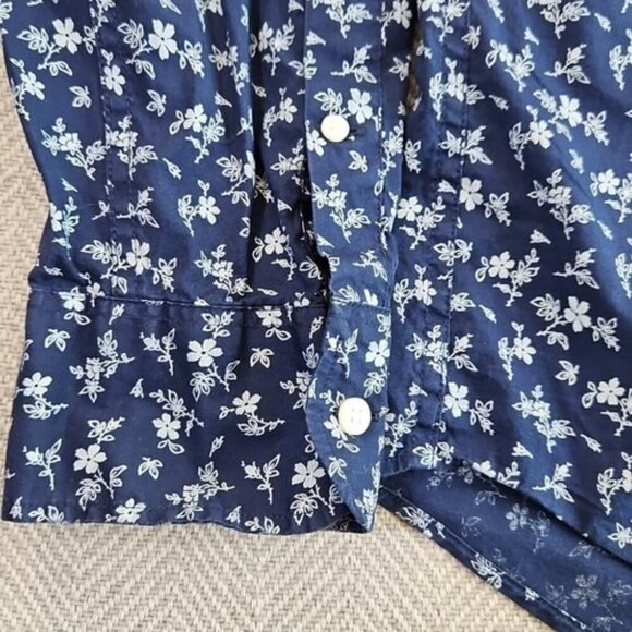 J. Crew Long Sleeve Button-Down Shirt Men's Large Blue Floral Classic Stretch - Picture 5 of 14